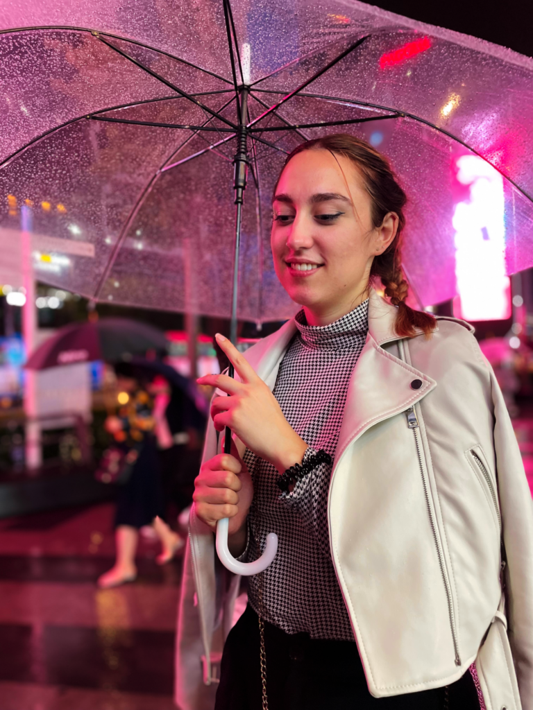 Girl with umbrella in Gangnam