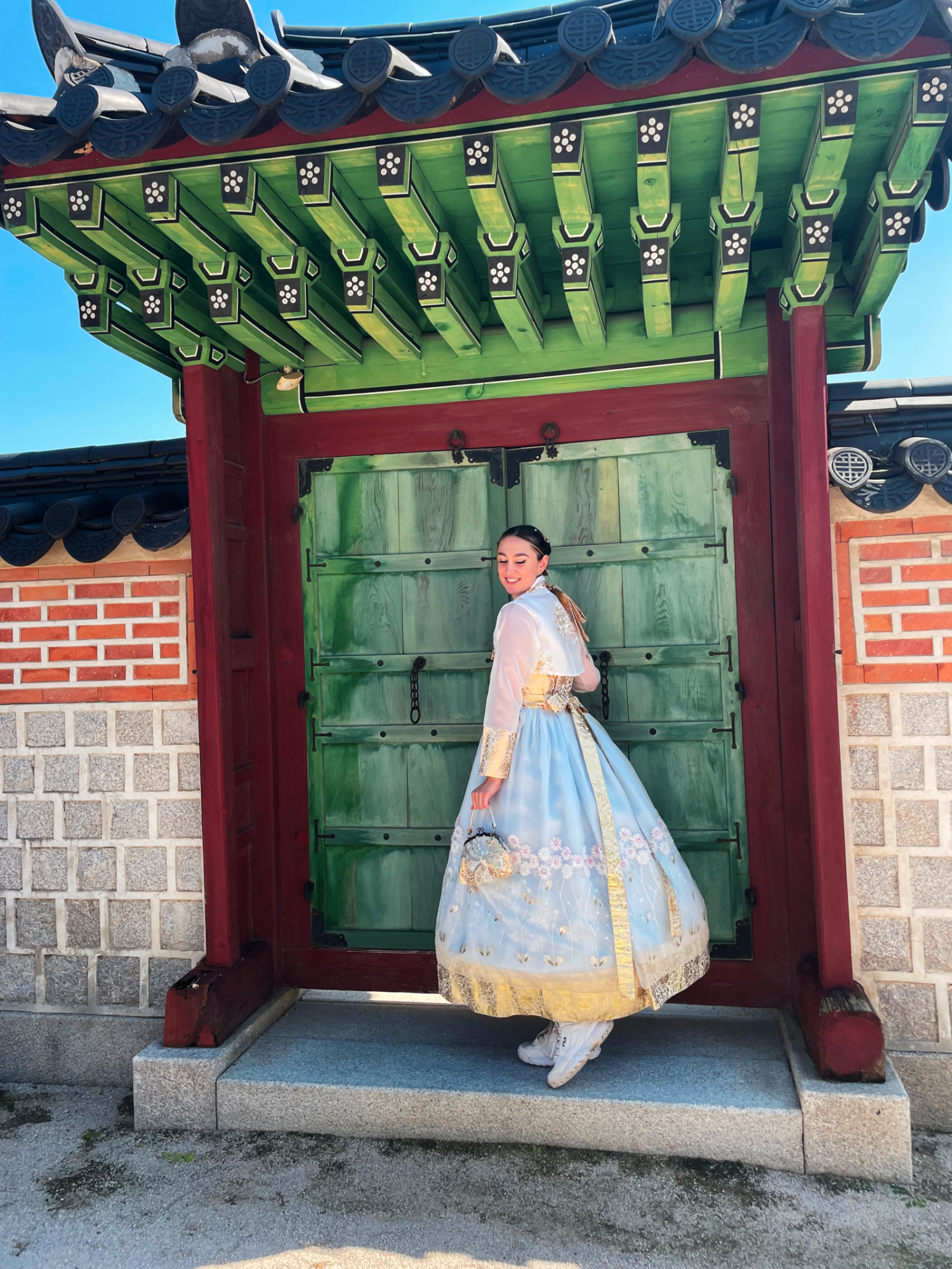 Girl in Korean Hanbok in Seoul South Korea